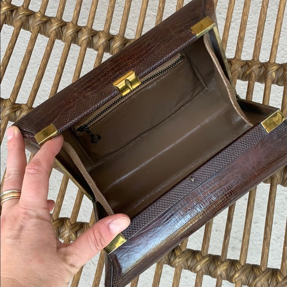 Vintage Brown Leather Snake Clutch - Picture 5 of 11